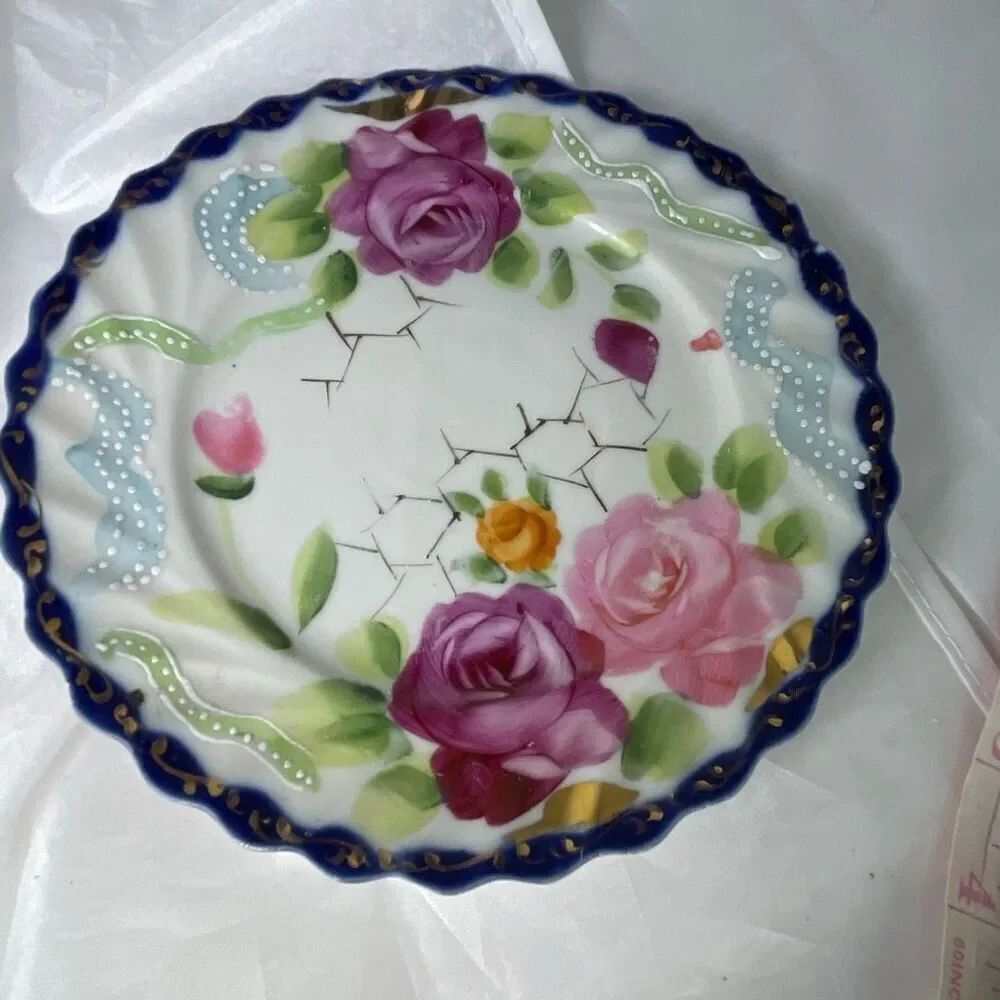 Hand Painted Japan plate frontal raised design